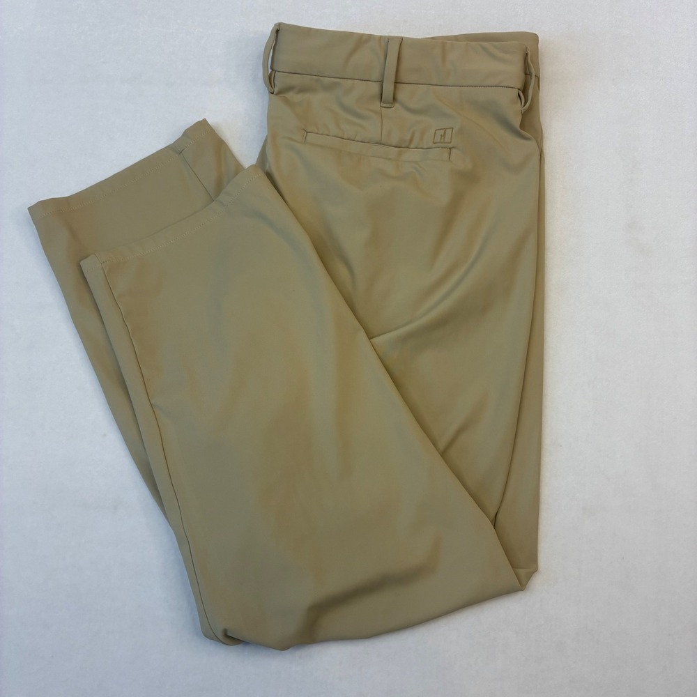 Johnnie-O Performance Pants Mens 38x27 Khaki Tan Stretch Golf Chino Trousers